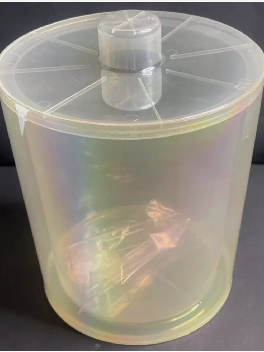 cylindrical ice bucket with a decorative lid  good to storage cookies and etc